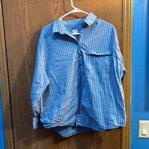 Long sleeve blue striped western shirt